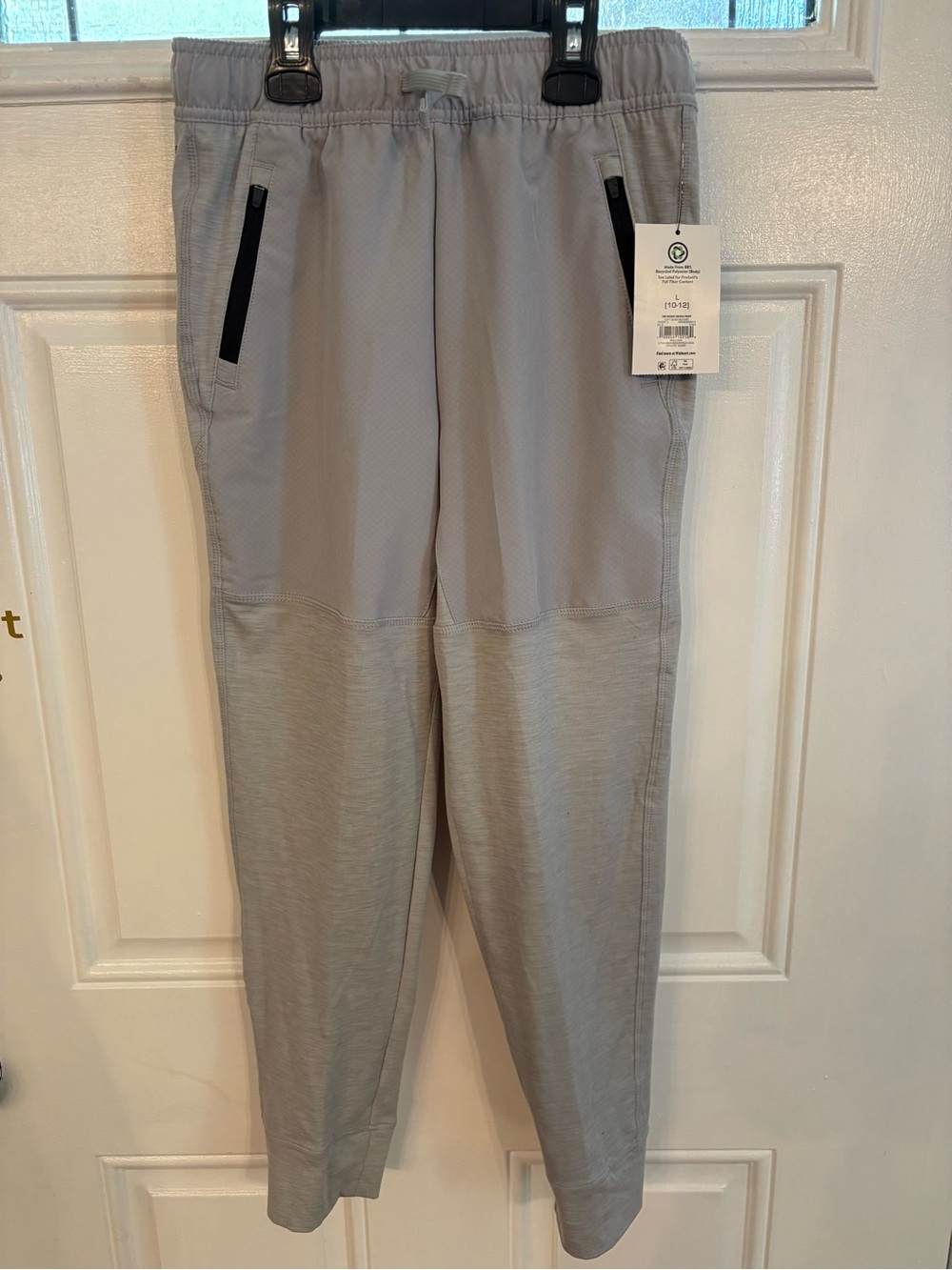 Kids' Light Gray Active Casual Jogger Pants with Zip Pockets